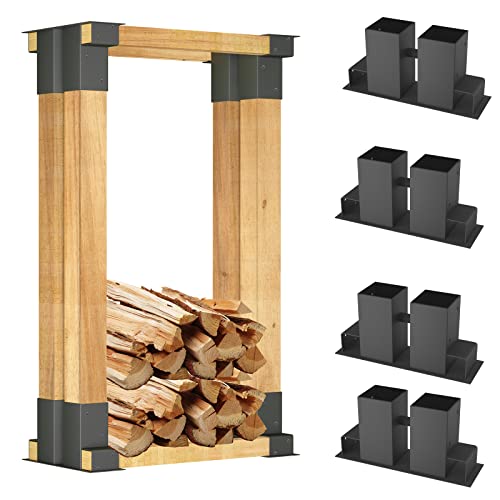 YRHome Holzstapelhilfe Feuerverzinkt stabile Stapelhilfe Holzstapelhalter Brennholz Kaminholz Gestell Holz (4 Stück)